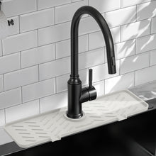 Load image into Gallery viewer, Meiliweser Silicone Faucet Splash Guard Gen 2 - Outlet & Slope Upgraded Faucet Water Catcher Mat - 18” x 5.1” - Sink Sponge Holder for Kitchen, Bathroom(Beige)