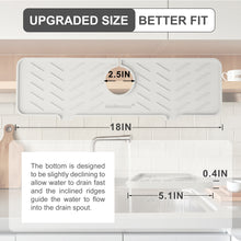 Load image into Gallery viewer, Meiliweser Silicone Faucet Splash Guard Gen 2 - Outlet & Slope Upgraded Faucet Water Catcher Mat - 18” x 5.1” - Sink Sponge Holder for Kitchen, Bathroom(Beige)