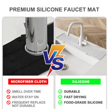 Load image into Gallery viewer, Meiliweser Silicone Faucet Splash Guard Gen 2 - Outlet & Slope Upgraded Faucet Water Catcher Mat - 18” x 5.1” - Sink Sponge Holder for Kitchen, Bathroom(Beige)