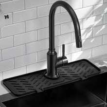Load image into Gallery viewer, Meiliweser Silicone Faucet Splash Guard Gen 2 - Outlet & Slope Upgraded Faucet Water Catcher Mat - 18” x 5.1” - Sink Sponge Holder for Kitchen, Bathroom(Black)