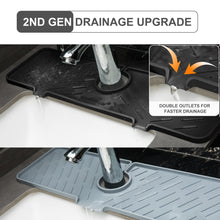 Load image into Gallery viewer, Meiliweser Silicone Faucet Splash Guard Gen 2 - Outlet & Slope Upgraded Faucet Water Catcher Mat - 18” x 5.1” - Sink Sponge Holder for Kitchen, Bathroom(Black)