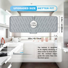 Load image into Gallery viewer, Meiliweser Silicone Faucet Splash Guard, 18” x 5.9”, Faucet Water Catcher Mat, Longer Silicone Sink Mat for Kitchen, Bathroom, Laundry Room, Farmhouse, Bar & RV (Gray)