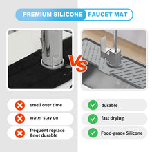 Load image into Gallery viewer, Meiliweser Silicone Faucet Splash Guard, 18” x 5.9”, Faucet Water Catcher Mat, Longer Silicone Sink Mat for Kitchen, Bathroom, Laundry Room, Farmhouse, Bar & RV (Gray)