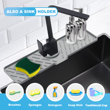 Load image into Gallery viewer, Meiliweser Silicone Faucet Splash Guard, 18” x 5.9”, Faucet Water Catcher Mat, Longer Silicone Sink Mat for Kitchen, Bathroom, Laundry Room, Farmhouse, Bar & RV (Gray)
