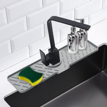 Load image into Gallery viewer, Meiliweser Silicone Faucet Splash Guard, 18” x 5.9”, Faucet Water Catcher Mat, Longer Silicone Sink Mat for Kitchen, Bathroom, Laundry Room, Farmhouse, Bar & RV (Gray)