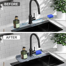 Load image into Gallery viewer, Meiliweser Silicone Sink Splash Guard Gen 2 - Slope Upgraded Faucet Mat - 15" x 5.5" - Sink Gadgets-Splash Guard Behind Faucet Water Drip Catcher Mat for Kitchen, Bathroom, Sink Sponge Holder(Gray)

