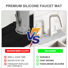 Load image into Gallery viewer, Meiliweser Silicone Sink Splash Guard Gen 2 - Slope Upgraded Faucet Mat, 15" x 5.5", Sink Gadgets-Splash Guard Behind Faucet Water Drip Catcher Mat for Kitchen, Bathroom, Sink Sponge Holder(Beige)
